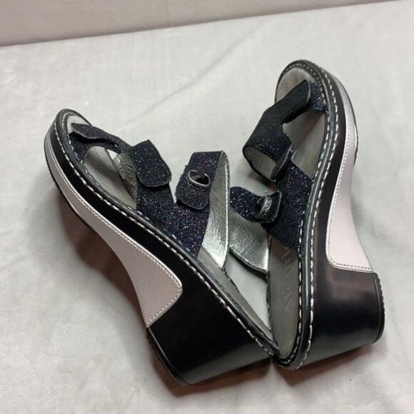 ALEGRIA Loti Slip On Wedge Sandal Glitteroti Black - Picture 11 of 13